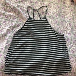 Black and white halter neck tank top